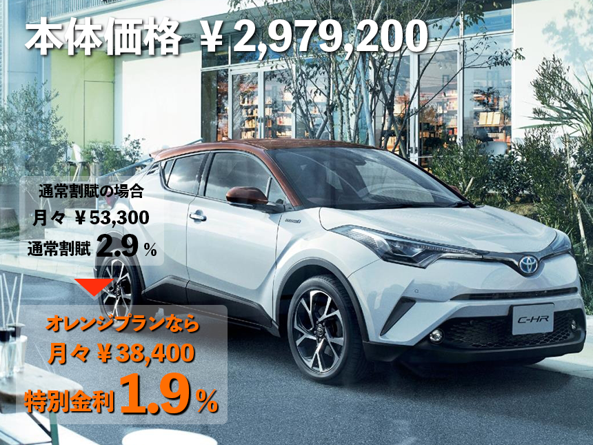 月々のお支払いをさらに少なく-16.300円 5年・オレンジプランなら特別金利1,9% 月々¥38,400