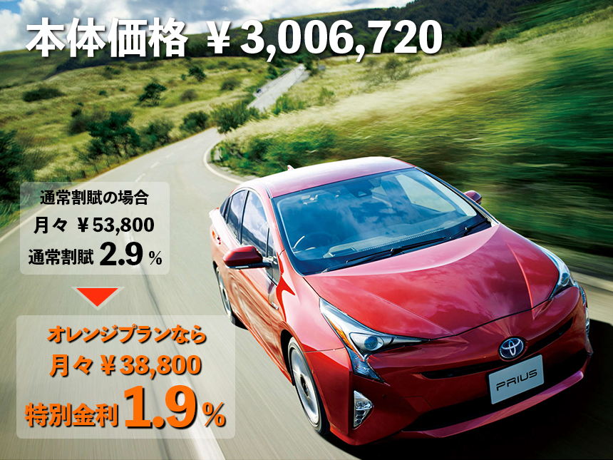 月々のお支払いをさらに少なく-15.000円 5年・オレンジプランなら特別金利1,9% 月々¥38,800